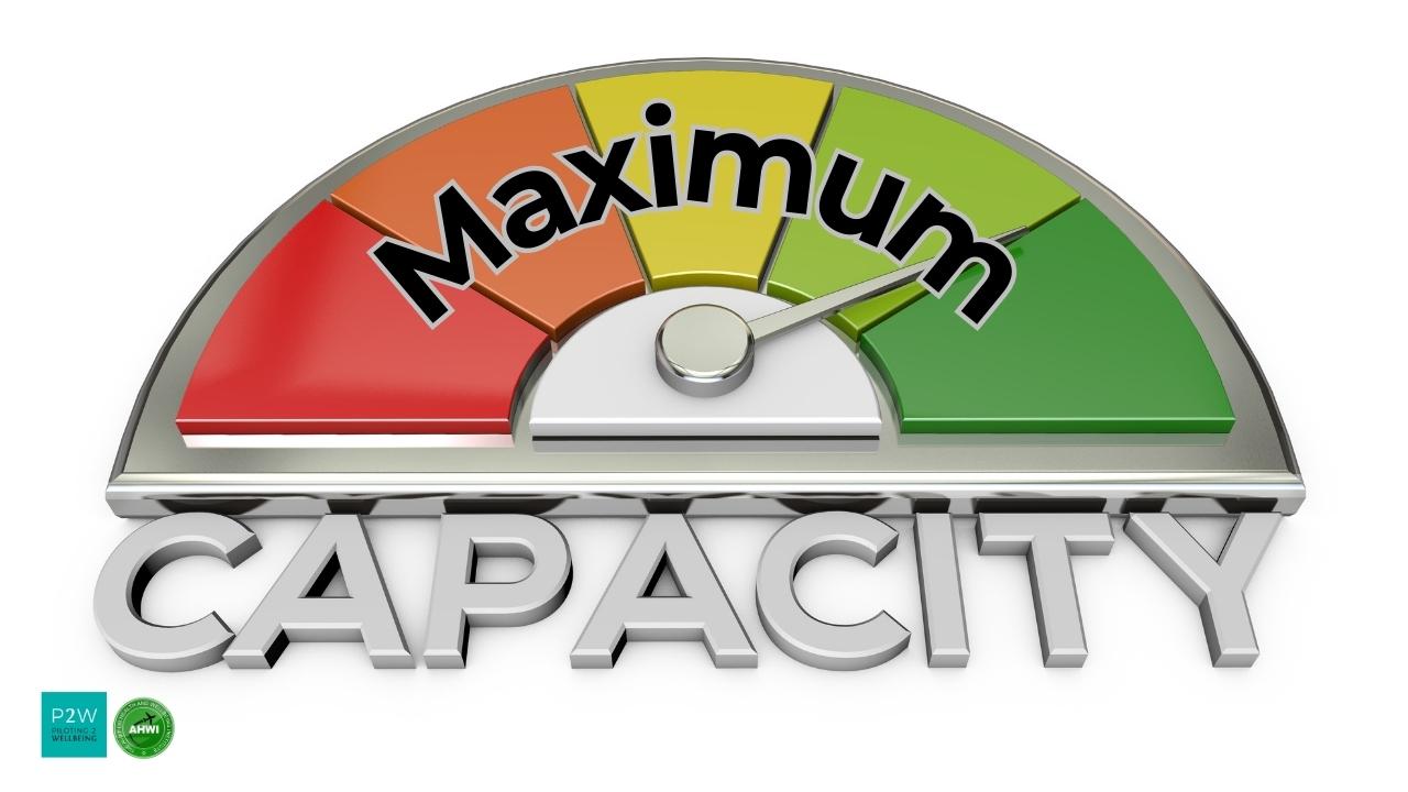 A gauge with a needle pointing to "Maximum" in the green section, above the words "Maximum Capacity" in large, bold letters.